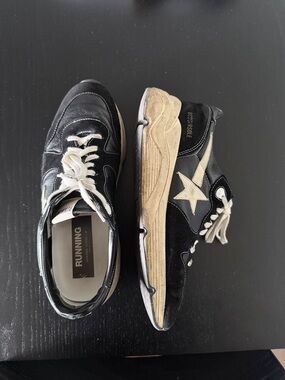 Black and Cream Gold Goose Running sneaker